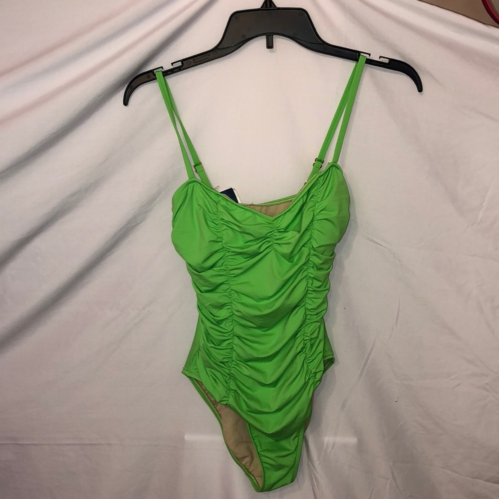 ABS Green Cinched one piece bathing suit